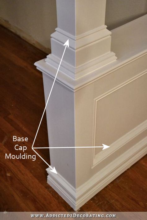 base cap moulding used on pony walls and columns Pony Walls, Cabinet Molding, Bedroom Built Ins, Cabinet Trim, Pony Wall, Square Columns, Interior Columns, Wall Opening, Panel Moulding