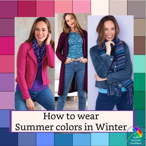 Outfits For Summer Coloring, Cool Summer Color Palette Capsule Wardrobe, Hoc Summer Color Palette, Summer House Of Colour Outfits, House Of Colour True Summer, Cool Summer Color Palette Clothes, Summer Season Color Palette Outfits, Cool True Summer Outfits, Dark Summer House Of Colour