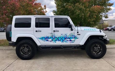 Vinyl Wrap Jeep Wrangler, White Jeep With Teal Accents, Jeep Builds, Jeep Wrangler Colors, White Jeep Wrangler, Jeep Things, White Jeep, Sugar Momma, Cars Jeep