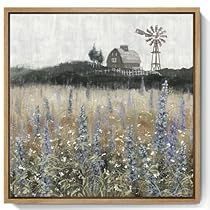 Rustic Landscaping, Farmhouse Paintings, Large Framed Wall Art, Barn Pictures, Wildflower Field, Lavender Flower, Wall Art For Living Room, Large Canvas Wall Art, Art For Living Room