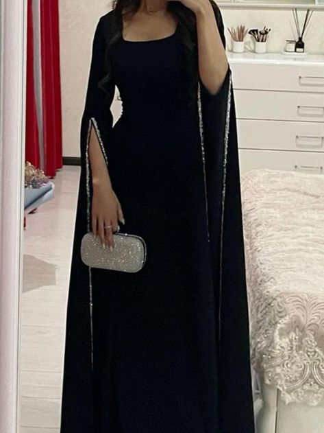 Black Long Sleeve Prom Dress, 00s Mode, Prom Dress Black, Black Evening Dress, Desi Fashion Casual, Fancy Dresses Long, Modest Dresses Casual, Mode Abaya, Elegant Dresses Classy