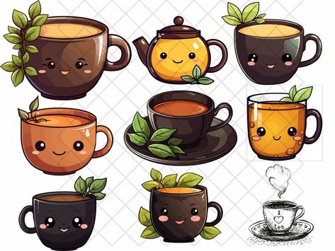 Kawaii Tea Cup, Tea Cup Drawing, Tea Clipart, Restaurant Foods, Nice Tattoos, Kawaii Drawing, Cup Of, Fav Products, Planner 2022