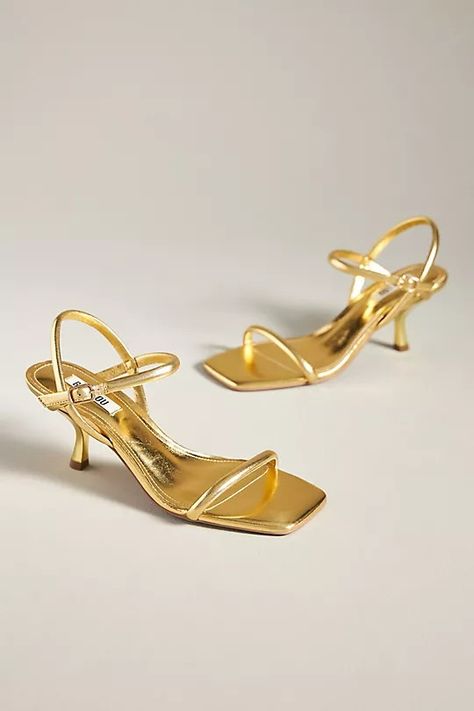 Bibi Lou Simple Strappy Kitten Heels | Anthropologie Gold Low Heels, Strappy Kitten Heels, Gold Kitten Heels, Zara Gold, Golden Birthday, Kitten Heel, Low Heels, Kitten Heels, Anthropologie