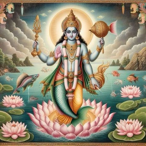 Jay Shri Radha Govind Dev Ji Maharaj Vishnu Matsya Avatar, Matsya Avatar, Govind Dev Ji, First Avatar, Radha Govind, Cute Pics For Dp, Laxmi Narayan, Raja Ravi Varma, Shri Radha