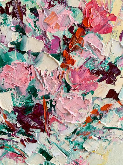 Painting Ideas Interior, Palette Knife Painting Abstract, Canvas Painting Inspiration, Painting Flowers Abstract, Flowers Roses Bouquet, Painting Abstract Flowers, Wallpaper Abstract Art, Oil Painting Palette, Etsy Artwork