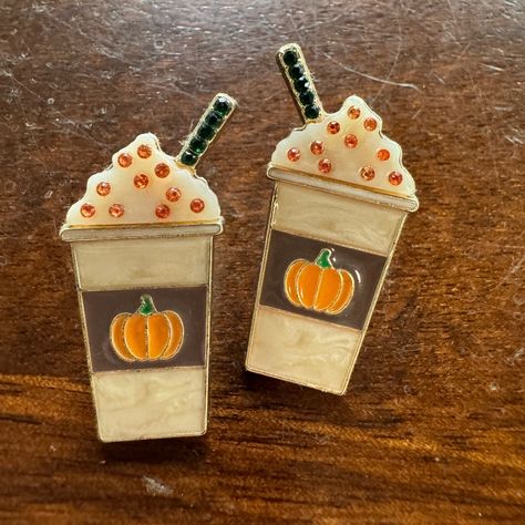 Pumpkin Spice Latte Earrings From Sugar Fix Never Worn Pumpkin Spice Latte, Hallows Eve, Earrings Color, Color Orange, Pumpkin Spice, Snack Recipes, Dessert Recipes, Snacks, Orange