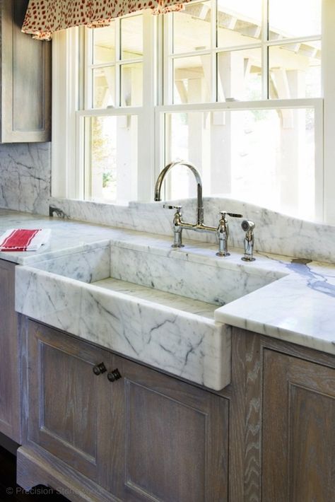 Under mount marble kitchen sink Farm Style Kitchen, Stone Sinks, European Kitchen, Sink Ideas, Granite Kitchen Sinks, Stone Farmhouse, Sink Kitchen, Kitchen Details, Smitten Kitchen