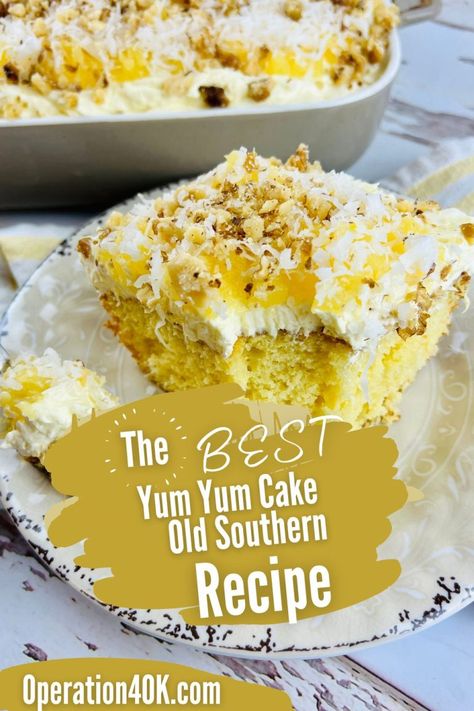 Yum Yum Cake Recipe, Yum Yum Cake, Southern Cooking Recipes, Southern Recipe, Southern Recipes Soul Food, Southern Desserts, Southern Dishes, Light Bites, Cake Recipes From Scratch