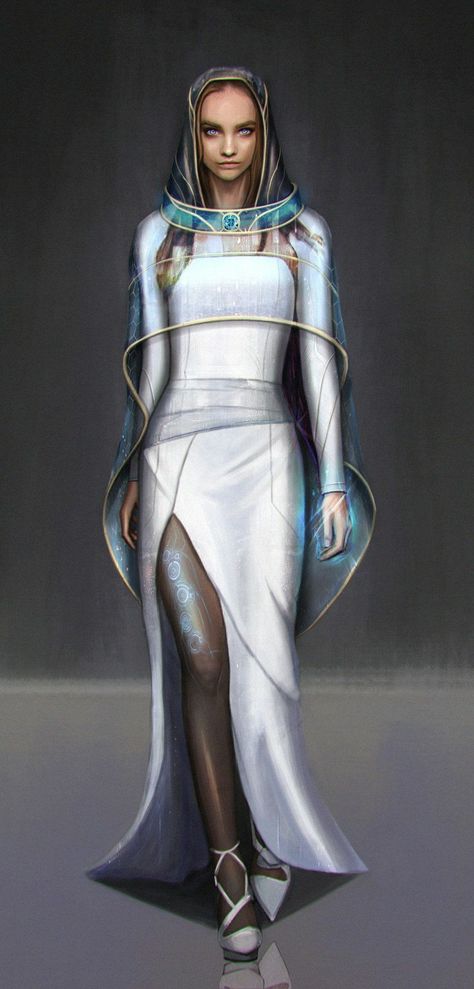 Eternity/Aeon Sci Fi Dress, Sci Fi Outfits, Sci Fi Clothing, Character Design Cartoon, Comics Illustration, Sci Fi Fashion, Character Design Girl, Star Wars Rpg, Cyberpunk Fashion