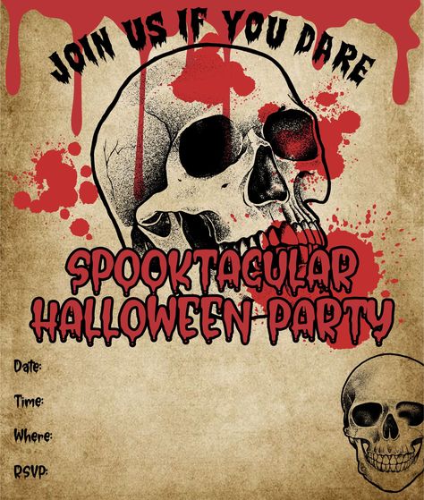 Bloody Skull Adult Halloween Scary Costume Party Invitation Printable Unique Halloween Invitations, Scary Halloween Party Invitations, Scary Halloween Invitations, Adult Halloween Party Invitations, Printable Halloween Invitations, Costume Party Invitation, Days Till Halloween, Costume Party Invitations, Halloween Symbols