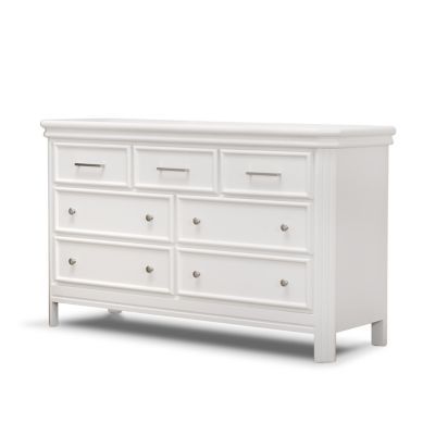 Enjoy a stylish look that will stand the test of time in your home with this Sorelle Finley Elite 7-Drawer Double Dresser. This attractive dresser provides plenty of space for storage and has spacious drawers with side mounted self-closing guides. Dresser Brown, Dresser Wood, Nursery Furniture Collections, White Chest, 7 Drawer Dresser, Kids Dressers, Drawer Runners, Kids Bookcase, Wayfair Furniture