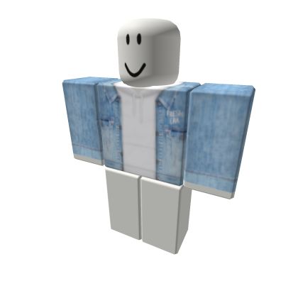 Denim Jacket with White Hoodie - Roblox Roblox Jacket, Free Outfits, Hoodie Roblox, Grey Striped Shirt, Roblox Clothes, Shirt Roblox, Avatar Roblox, Pizza Shirt, Red Plaid Shirt