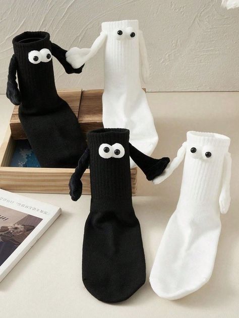 2pairs Women's Comfortable Casual Oversized Eye Graphic Crew Socks Black and White    Fabric Animal,Cartoon    Women Socks & Hosiery, size features are:Bust: ,Length: ,Sleeve Length: Thigh High Leg Warmers, Black And White Cartoon, Black And White Baby, Black And White Fabric, Fabric Animals, Women Socks, Calf Socks, Socks And Hosiery, White Collar