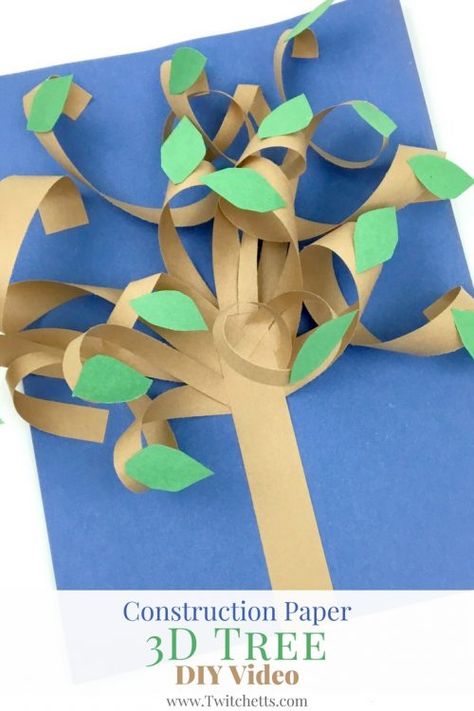 Construction Paper Crafts For Kids, Tree Video, Paper Trees, Afternoon Crafts, Construction Paper Crafts, Paper 3d, 3d Tree, Paper Craft Videos, Easy Fall Crafts