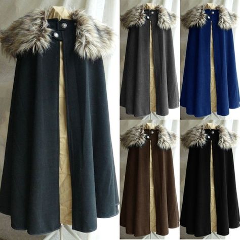 Cosplay Cape, Viking Cosplay, Medieval Cloak, Pirate Cosplay, Winter Cape, Wool Cape Coat, Cape Costume, Fest Outfits, Fur Cape