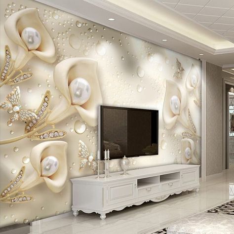 Material: Non-woven bottom, vinyl coated wallpaper - Semi glossy 3D Effect Pearl Wallpaper We always use the fastest shipping options. [WALLPAPER SIZE] ► 83”W × 53”H inches (210cm×135cm) (2 pieces/panels) ► 124”W × 79”H inches (315cm×200cm) (3 pieces/panels) ► 165”W × 102”H inches (419cm×260cm) Wall Peper, Tv Wanddekor, 5d Wallpaper, Ruang Tv, Pearl Wallpaper, Custom Photo Wallpaper, Cheap Wallpaper, Modern Tv Wall, Custom Background