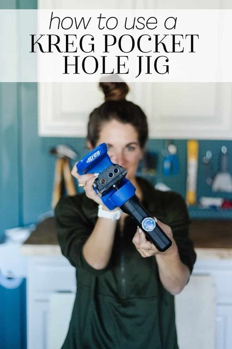 A full tutorial for how to use a Kreg Pocket Hole Jig to create pocket holes for building projects Kreg Pocket Hole Jig, Pocket Holes, Pocket Hole Joinery, Pocket Screws, Drill Guide, Kreg Jig, Pocket Hole Jig, Pocket Hole Screws, Building Projects