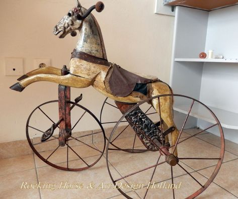 19th century French Velocipede / tricycle horse Rocking Horse & Art Design Holland.........................................................................antique rocking horse, antique rocking horses, antique child velocipe, antique French tricycle, rare antque horses, rocking , toy rocking , wood rocking , carousel wooden, carousel Antique Rocking Horse, Wooden Horses, Rocking Horse Toy, Horse Toys, Victorian Toys, Toy Horses, Pull Toys, Tricycle Bike, Hobby Horses