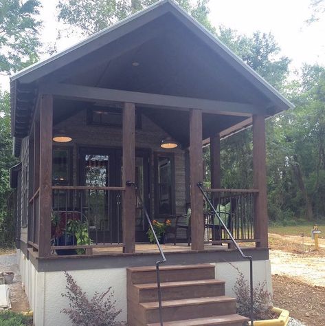 LIKE THIS FRONT The Alexander 399-sq.-ft. Tiny Home at Lake Walk Tiny Home Community Tiny House Wood Stove, Tiny Home Community, Shipping Container Home Builders, Cheap Tiny House, Tiny House Big Living, Tiny House Builders, Tiny House Community, Tiny Cabins, Tiny House Bathroom