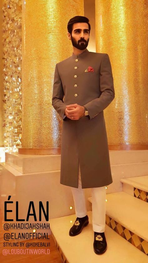 Sophisticated Panjabi Suit For Men, Men Achkan Design, Sherwani Kurta For Men, Nawabi For Men, Achkan For Men Indian Weddings, Shervani Design For Men, Jodhpuri Suit Wedding Grooms, Suits Men Indian, Nawabi Style Men