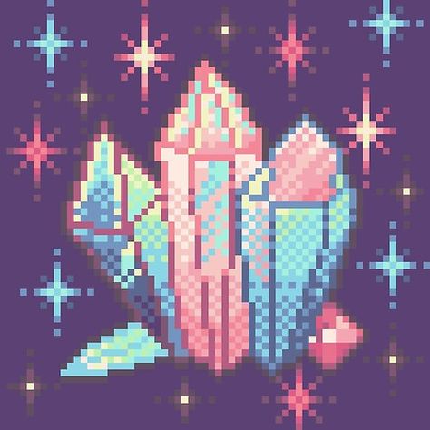 Kawaii pixel crystal cluster Pixel Crystal Art, Crystals Pixel Art, Pixel Art Crystal, Crystal Pixel Art, Cute Pixel Art Kawaii, Witch Pixel Art, Pixel Witch, Kawaii Pixel Art, Pixel Aesthetic