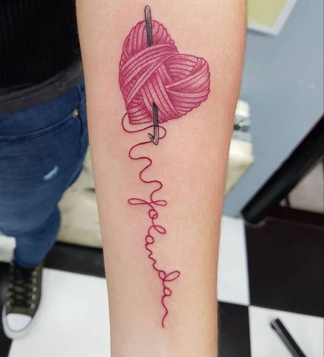 Yarn Tattoo, Stained Glass Tattoo, Crochet Tattoo, Instagram Tattoo, Tattoo Lettering, Beautiful Tattoos, Tattoo Images, Needle And Thread, Crochet Yarn