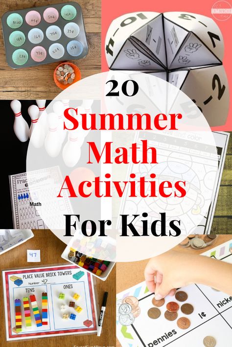 Make learning fun this summer with these math activities perfect for elementary aged kids! Summer Math Activities For Kids, Math Summer Camp, Diy Summer Camp, Summer Camp Ideas, Summer School Math, Summer Science Activities, Math Camp, Summer Math Activities, Printable Daily Schedule