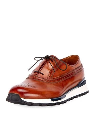 Berluti Fast Track Perforated Venezia Leather Sneakers In Aveiro | ModeSens Berluti Shoes, Tom Ford Jacket, Top Shoes For Men, Chukka Sneakers, Bespoke Shoes, Leather Brogues, Brown Sneakers, Fast Track, Sneakers Men Fashion