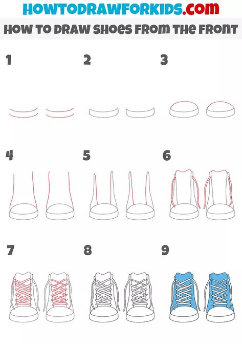 How To Draw Shoes On People, How To Draw Converse Front View, Crocs Shoes Reference Drawing, How To Draw Shoes On A Person Front View, Front Shoes Drawing, How To Draw Cute Shoes, Cute Shoe Drawings, How To Draw Sneakers Step By Step, Art Sketches Shoes