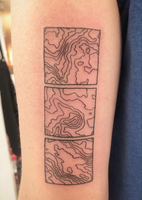 River Topography Tattoo, Geographical Tattoo, Topography Map Tattoo, Gis Tattoo, Topo Map Tattoo, Geological Tattoo, Mountain Patchwork Tattoo, Climate Tattoo, Alpine Tattoo