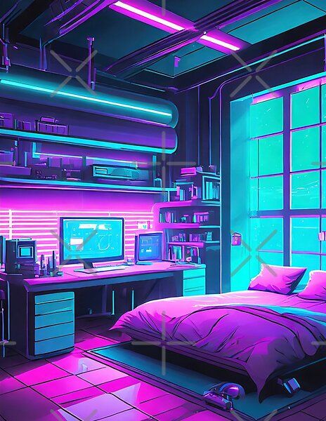 Cyberpunk Bedroom Ideas, Cyberpunk Room Decor, Cyberpunk Office, Post Cyberpunk, Cyberpunk Bedroom, Cyberpunk Room, Dream Bedroom Inspiration, Nice Homes, Moon Aesthetic