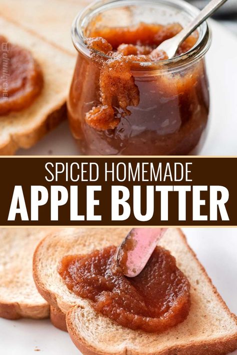 Delicious Homemade Apple Butter, made easily on the stovetop (or in the crockpot!), and ready to be slathered on just about anything!  Deeply spiced and sweet, it tastes like spoonable apple pie! #applebutter #withapples #falltreat #spicedapples #applepie #homemade #easyrecipe #apples #crockpot #stovetop #slowcooker Apples Crockpot, Applepie Homemade, Crockpot Apple Butter, Meatballs Beef, Meatballs Crockpot, Homemade Biscuit, Crockpot Meatballs, Dinner Crockpot, Crockpot Apple