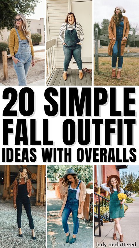 20 Simple Fall Outfit Ideas with Overalls 2023 Overall Outfits, How To Wear Overalls Fall, Winter Jean Overalls Outfit, Overalls In Fall, Green Corduroy Overalls Outfit, How To Style Women’s Overalls, Overall Style Outfits, Jacket With Overalls Outfit, Overalls For Petite Women