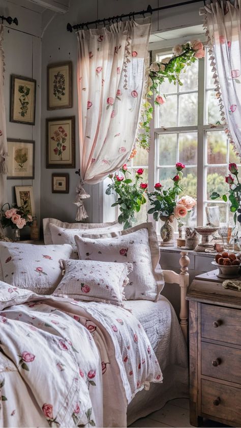 British Countryside Bedroom British Countryside House, Grandma Core Bedroom, Countryside Interior, English Country Decor Bedroom, Countryside Bedroom, European Heritage, Countryside Decor, Wainscoting Bedroom, English Country Decor