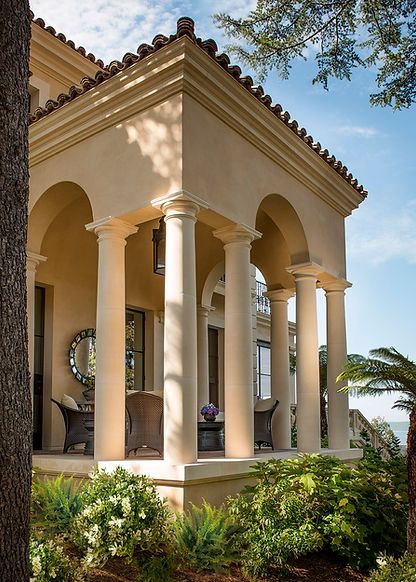 Mediterranean Villas, Colonial Estate, Hillside Villas, Balustrade Design, Beach Architecture, Duplex Penthouse, French Interior Design, Greek Villas, Porch Columns