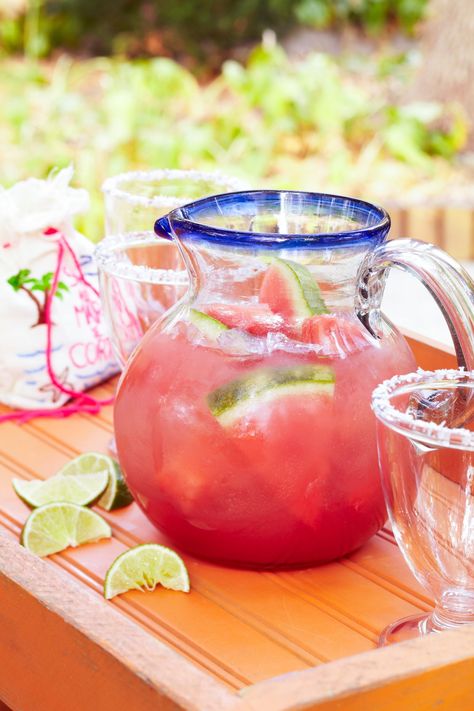 Bucket Of Margaritas, Large Batch Margaritas, Batch Margaritas, Summer Pitcher Cocktails, Mexican Margarita, Strawberry Sangria, Pitcher Drinks, Pitcher Cocktails, Sangria Cocktail