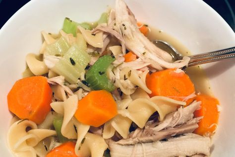 Turkey Noodle Soup | The Recipe Bandit Butterscotch Fudge, Turkey Noodle Soup, Thyme Chicken, Homemade Chicken Noodle, Chicken Noodle Soup Homemade, Poultry Seasoning, Best Chicken, Soup Mixes, Leftover Chicken