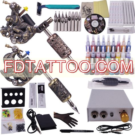 2 Anaglyph Tattoo Machine 28Color Inks Power Supply   Wholesale Price:US $44.98 Anaglyph Tattoo, Professional Tattoo Kits, Tattoo Practice Skin, Tattoo Machine Kits, Scar Cream, Tattoo Equipment, Cosmetic Tattoo, Tattoo Needles, Shop Equipment