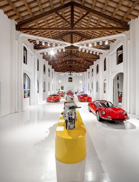 Ferrari Factory, Car Presentation, Ferrari Aesthetic, Ferrari Museum, Ferrari 296 Gtb, Ferrari Dealership, Floor Lounge, Ferrari 296, Warehouse Interior