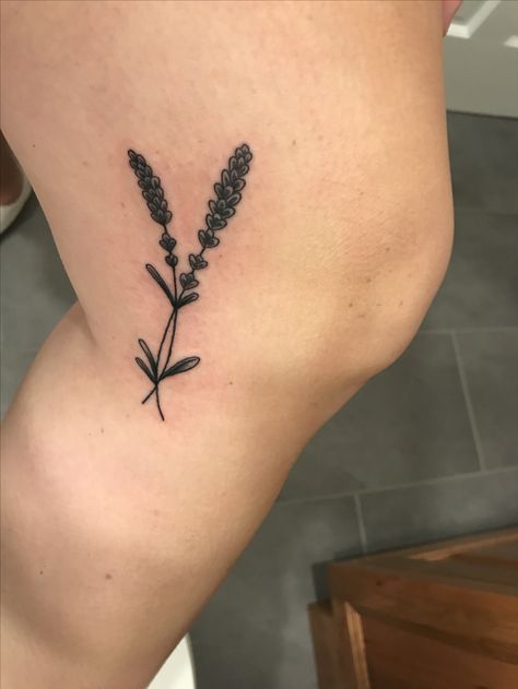 Lavender tattoo inside of knee. Inside Of Knee Tattoo, Lavender Tattoo, Tattoo Filler, Knee Tattoo, Leaf Tattoos, Maple Leaf Tattoo, Tatting, Tattoo Ideas, Lavender