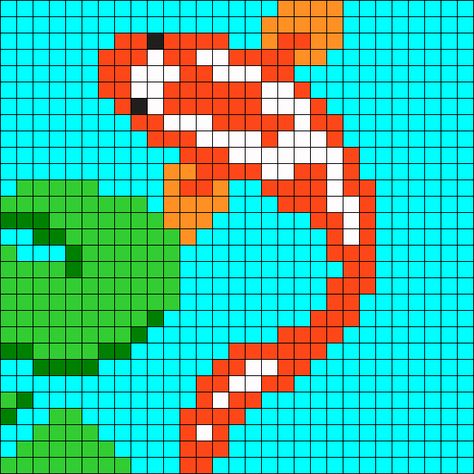 Koi Part1 Perler Bead Pattern / Bead Sprite Koi Fish Pixel Art, Fish Pixel Art, Pixel Art Animals, Kandi Cuffs, Melty Bead Patterns, Fuse Bead Patterns, Pony Bead Patterns, Hama Bead, Motifs Perler