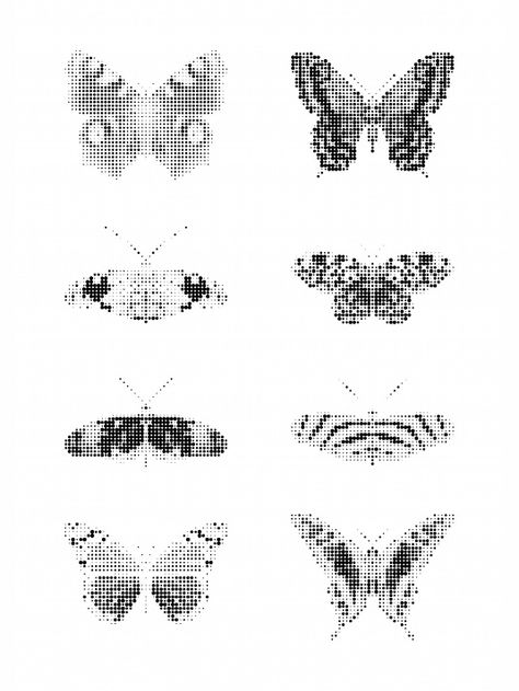 Cute Art Black And White, Butterfly Effect Design, Dot Graphic Design, Graphic Design Butterfly, Butterfly White Background, Butterfly Graphic Design, Butterfly Board, Tattoos Cute, Black Illustration