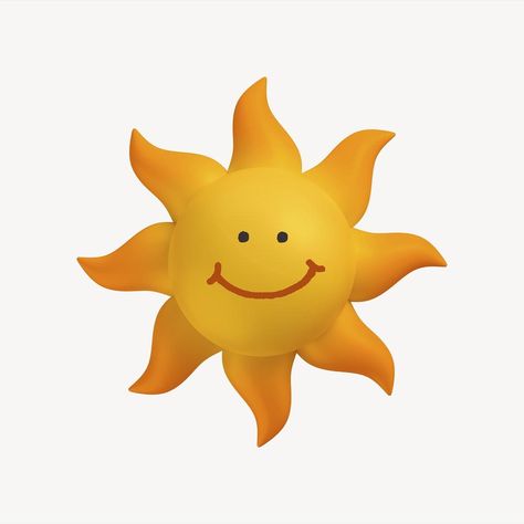 Sunshine Illustration, Sun Sticker, Smile Images, Smiling Sun, Church Camp, Sun Illustration, Sarah Kay, 3d Stickers, 3d Icons