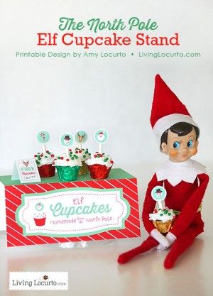 Elf on the Shelf Cupcake Stand Printables. LivingLocurto.com Elf Printables, Elf Crafts, Free Printable Coloring Sheets, Elf Magic, Awesome Elf On The Shelf Ideas, Elf Activities, Xmas Elf, Elf Antics, Elf Fun