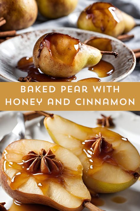 "Indulge in the cozy delight of Baked Pear with Honey and Cinnamon – a simple yet elegant dessert that captures the essence of warmth and sweetness. 🍐✨ Drizzled with golden honey and dusted with fragrant cinnamon, these baked pears are a perfect blend of simplicity and sophistication. A delightful treat for your taste buds and a feast for the eyes. 🌟🍯 #BakedPears #DessertLove #SweetTreats #EasyRecipes" Cinnamon Honey Baked Pears, Baked Pears With Cinnamon And Honey, Baked Pear, Ripe Pears, Different Nuts, Baked Pears, Honey Cinnamon, Baking With Honey, Pear Recipes