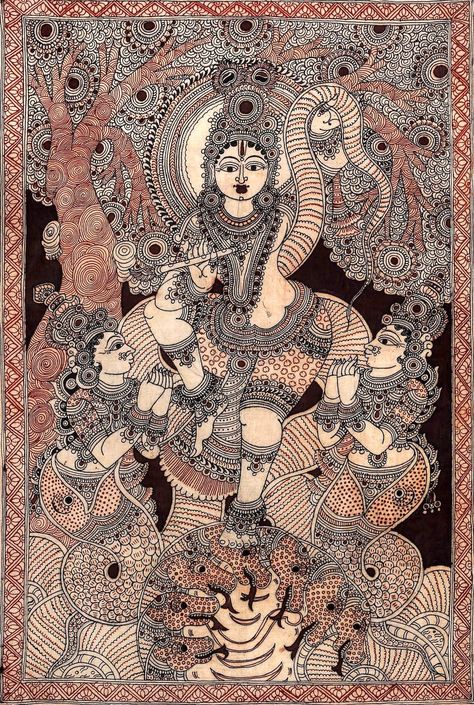 Hindu Paintings, Indian Deities, Thanjavur Painting, Art Krishna, Painting Indian, Kalamkari Designs, Madhubani Paintings, Contemporary Folk Art, Black Canvas Paintings