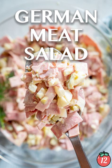 German Meat Salad?utm_source=12tomatoes German Meat Salad, German Salad, German Salads, Salad With Egg, German Meat, Ultimate Salad, Meat Salad, Sliced Meat, 12 Tomatoes