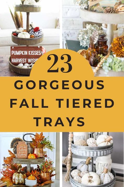 Elevate your fall decor game with our curated list of 23 incredible ideas for styling tiered trays. From pumpkins to cozy accents, discover the perfect autumn touch for your home. Fall Tiered Tray Decor Ideas, Three Tier Tray, Decorating Ideas For Fall, Pumpkin Uses, Fall Tiered Tray Decor, Easy Fall Decor, Tiered Tray Diy, Country Chic Cottage, Fall Apples