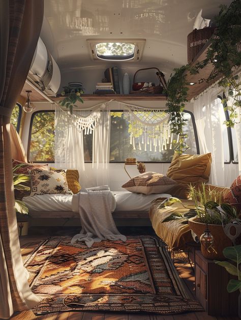 34 Boho Camper Van Interior Inspirations – TastyInteriors Boho Camper Van, Camper Van Interior, Hippie Camper, Boho Camper, Camper Interior Design, Bus Interior, Caravan Interior, Campervan Life, Build A Camper Van