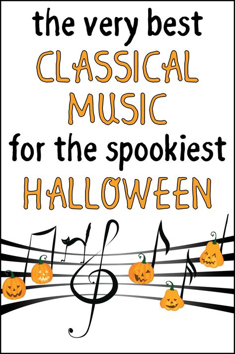 Every Halloween playlist should include these spooky classical music selections! This scary music is perfect to set the mood for Trick-or-Treaters or for a Halloween party! Scary Halloween Music, Halloween Music Playlist, Halloween Music Lessons, Halloween Music Activities, Music Listening Activities, Halloween Party Music, Scary Music, Best Classical Music, Music Activities For Kids